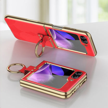 Electroplated Embossed Leather Phone Case with Ring