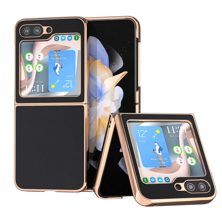 Genuine Leather Silk Series Nano Plating Phone Case, For Samsung Galaxy Z Fold5, For Samsung Galaxy Z Flip5