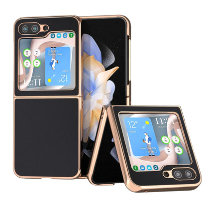 Genuine Leather Silk Series Nano Plating Phone Case, For Samsung Galaxy Z Fold5, For Samsung Galaxy Z Flip5