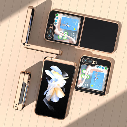 Genuine Leather Silk Series Nano Plating Phone Case, For Samsung Galaxy Z Flip5, For Samsung Galaxy Z Fold5