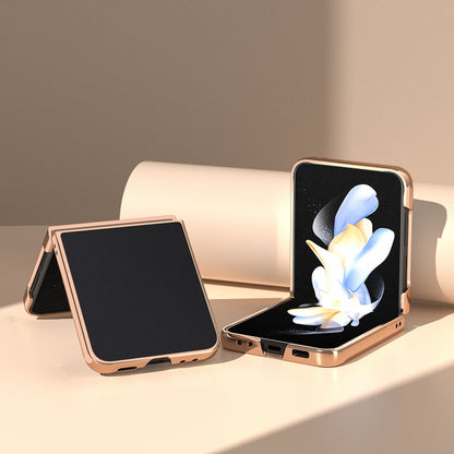 Genuine Leather Silk Series Nano Plating Phone Case, For Samsung Galaxy Z Flip5, For Samsung Galaxy Z Fold5