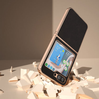 Genuine Leather Silk Series Nano Plating Phone Case, For Samsung Galaxy Z Flip5, For Samsung Galaxy Z Fold5