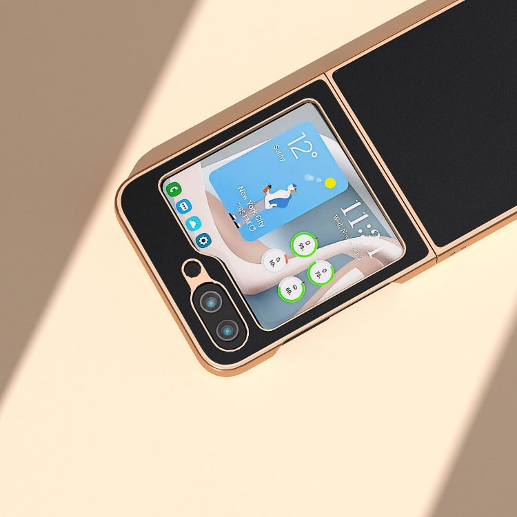 Genuine Leather Silk Series Nano Plating Phone Case, For Samsung Galaxy Z Flip5, For Samsung Galaxy Z Fold5