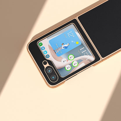 Genuine Leather Silk Series Nano Plating Phone Case, For Samsung Galaxy Z Flip5, For Samsung Galaxy Z Fold5