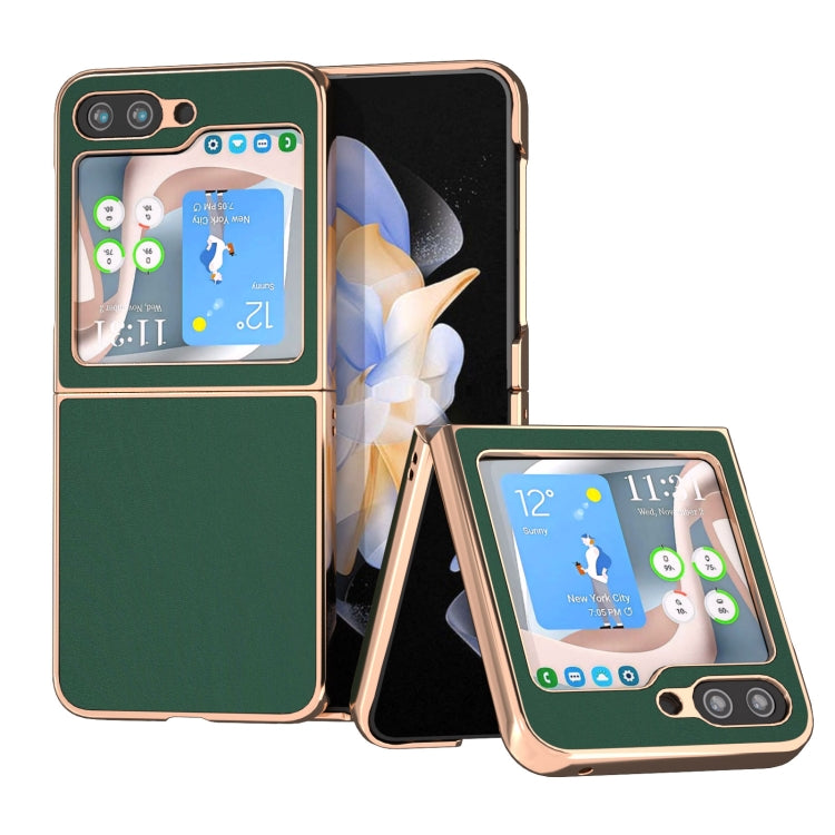Genuine Leather Silk Series Nano Plating Phone Case, For Samsung Galaxy Z Fold5, For Samsung Galaxy Z Flip5