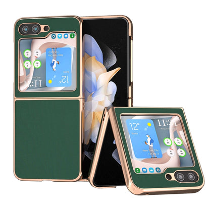 Genuine Leather Silk Series Nano Plating Phone Case, For Samsung Galaxy Z Fold5, For Samsung Galaxy Z Flip5