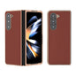 Genuine Leather Silk Series Nano Plating Phone Case, For Samsung Galaxy Z Fold5, For Samsung Galaxy Z Flip5