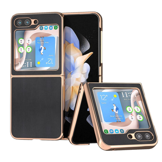Genuine Leather Xiaoya Series Nano Plating Phone Case, For Samsung Galaxy Z Flip5, For Samsung Galaxy Z Fold5