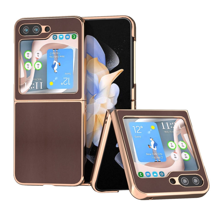 Genuine Leather Xiaoya Series Nano Plating Phone Case, For Samsung Galaxy Z Flip5, For Samsung Galaxy Z Fold5