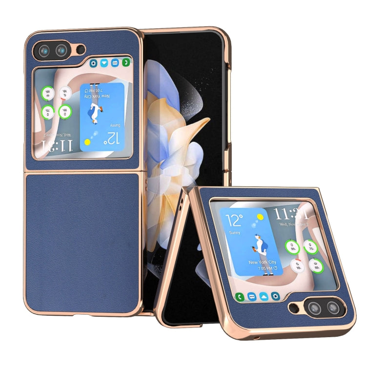 Genuine Leather Xiaoya Series Nano Plating Phone Case, For Samsung Galaxy Z Flip5, For Samsung Galaxy Z Fold5