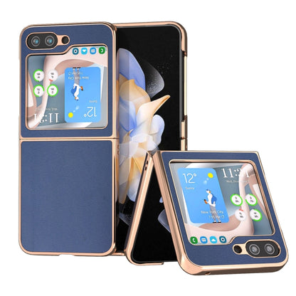 Genuine Leather Xiaoya Series Nano Plating Phone Case, For Samsung Galaxy Z Flip5, For Samsung Galaxy Z Fold5
