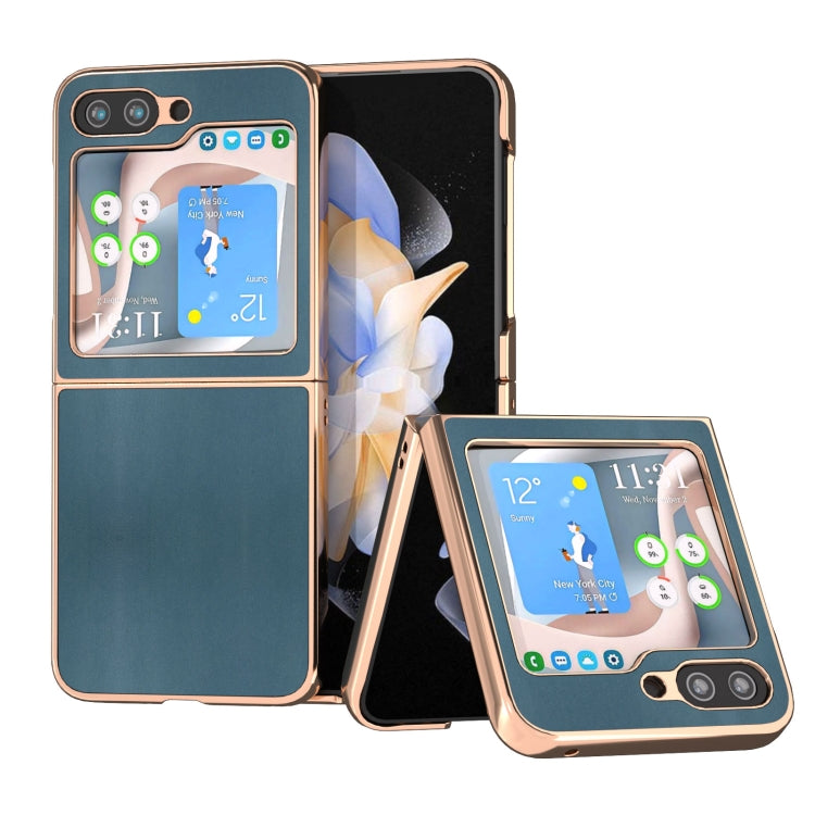 Genuine Leather Xiaoya Series Nano Plating Phone Case, For Samsung Galaxy Z Flip5, For Samsung Galaxy Z Fold5