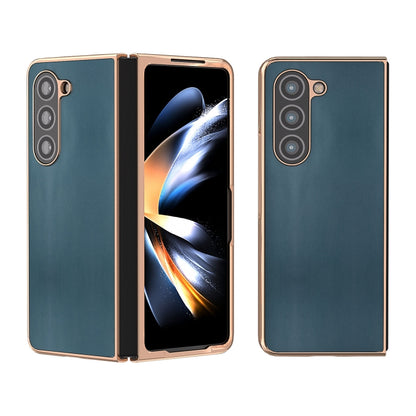 Genuine Leather Xiaoya Series Nano Plating Phone Case, For Samsung Galaxy Z Flip5, For Samsung Galaxy Z Fold5