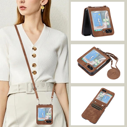 Horizontal Flip Leather Phone Case with Long Lanyard, For Samsung Galaxy Z Fold5, For Samsung Galaxy Z Flip5