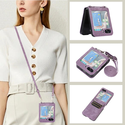 Horizontal Flip Leather Phone Case with Long Lanyard, For Samsung Galaxy Z Fold5, For Samsung Galaxy Z Flip5