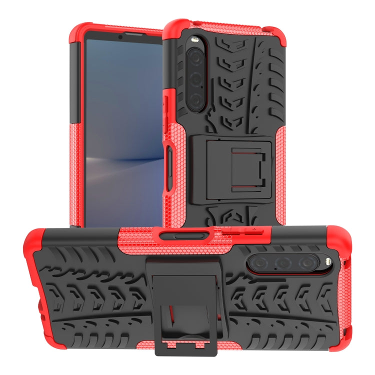 Tire Texture TPU + PC Phone Case with Holder, For Sony Xperia 10 V