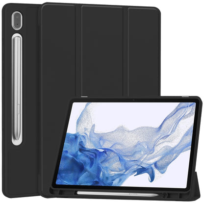 3-Fold Pure Color TPU Smart Leather Tablet Case with Pen Slot
