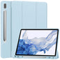 3-Fold Pure Color TPU Smart Leather Tablet Case with Pen Slot
