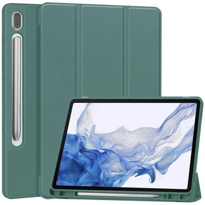 3-Fold Pure Color TPU Smart Leather Tablet Case with Pen Slot