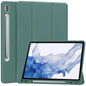 3-Fold Pure Color TPU Smart Leather Tablet Case with Pen Slot