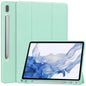 3-Fold Pure Color TPU Smart Leather Tablet Case with Pen Slot
