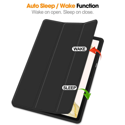 3-Fold Pure Color TPU Smart Leather Tablet Case with Pen Slot