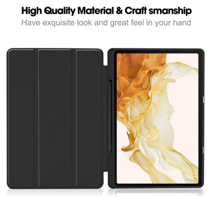 3-Fold Pure Color TPU Smart Leather Tablet Case with Pen Slot