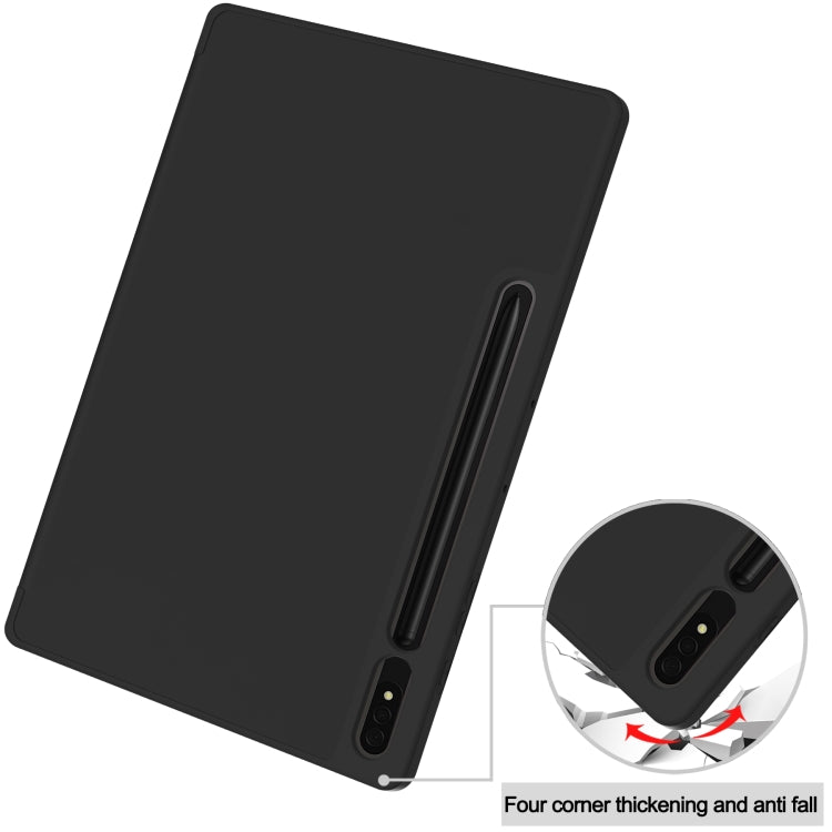 3-Fold Pure Color TPU Smart Leather Tablet Case with Pen Slot