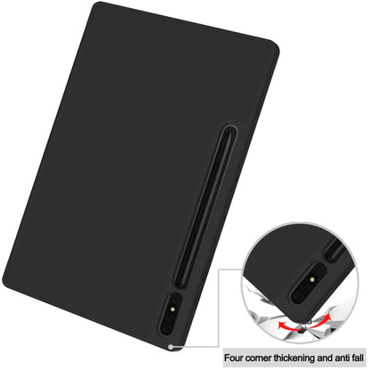3-Fold Pure Color TPU Smart Leather Tablet Case with Pen Slot