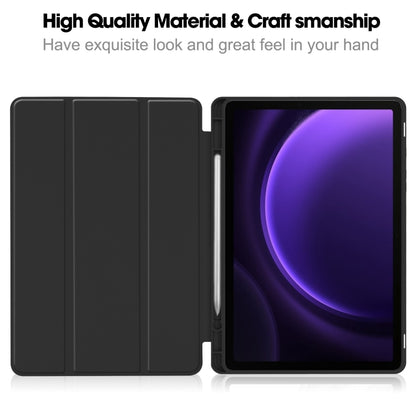 3-Fold Pure Color TPU Smart Leather Tablet Case with Pen Slot