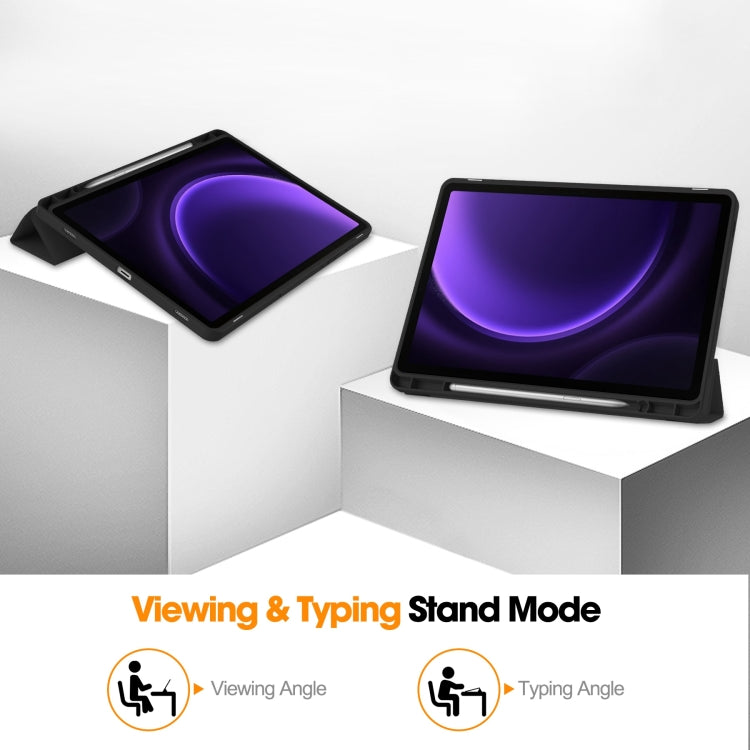 3-Fold Pure Color TPU Smart Leather Tablet Case with Pen Slot, For Samsung Galaxy Tab S9 FE / S10 FE, For Samsung Galaxy Tab S10 FE+, For Samsung Galaxy Tab S9 FE+ / S10+, For Samsung Galaxy Tab S9