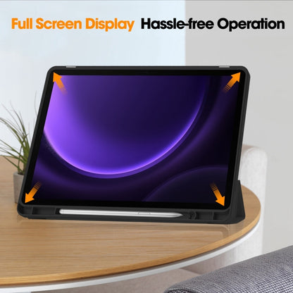 3-Fold Pure Color TPU Smart Leather Tablet Case with Pen Slot