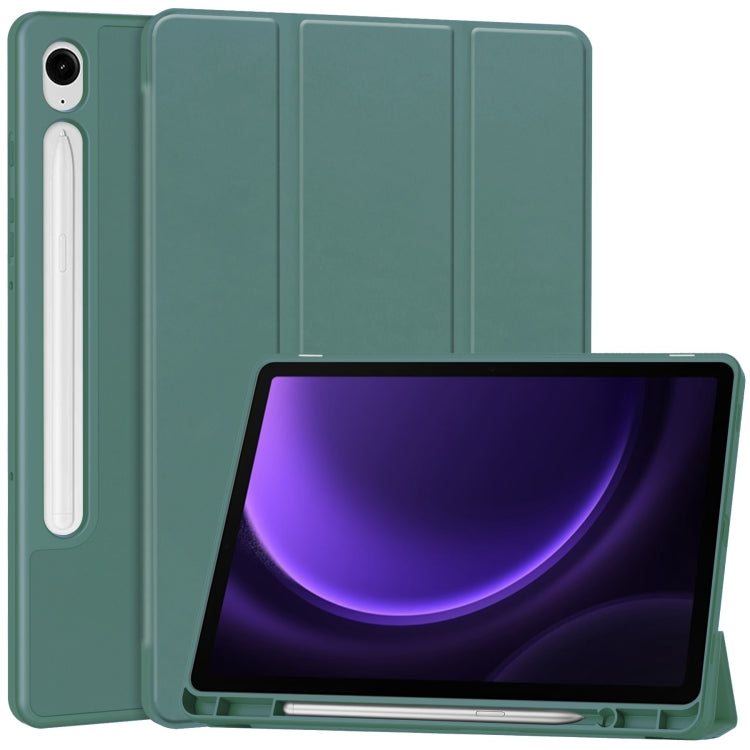 3-Fold Pure Color TPU Smart Leather Tablet Case with Pen Slot, For Samsung Galaxy Tab S9 FE / S10 FE, For Samsung Galaxy Tab S10 FE+, For Samsung Galaxy Tab S9 FE+ / S10+, For Samsung Galaxy Tab S9