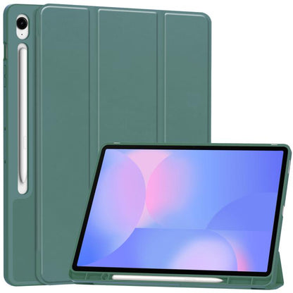 3-Fold Pure Color TPU Smart Leather Tablet Case with Pen Slot