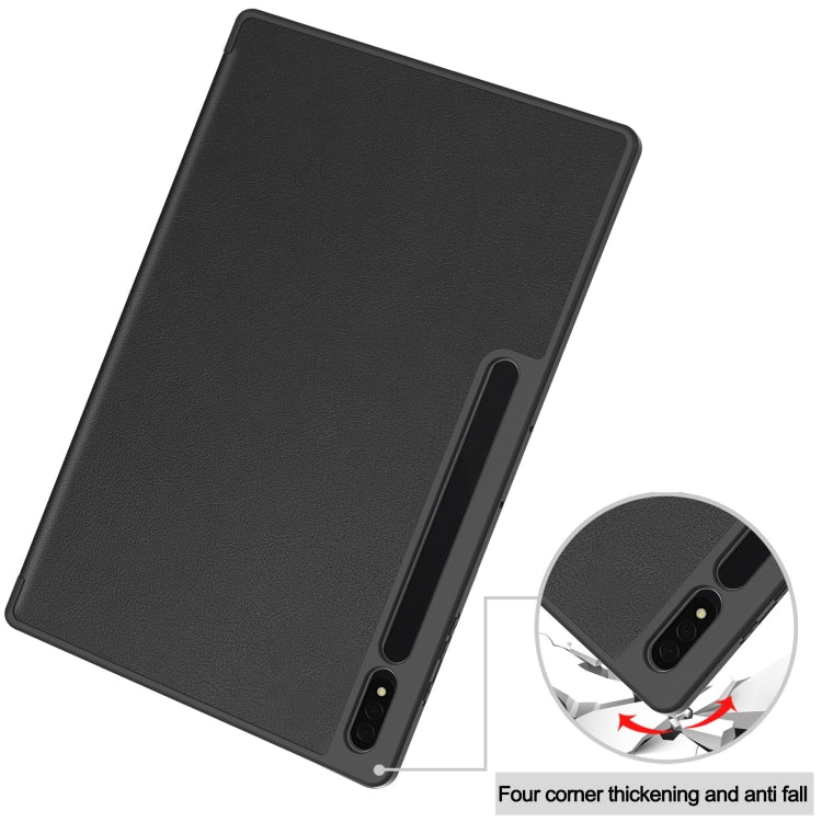 3-Fold Pure Color TPU Smart Leather Tablet Case with Pen Slot