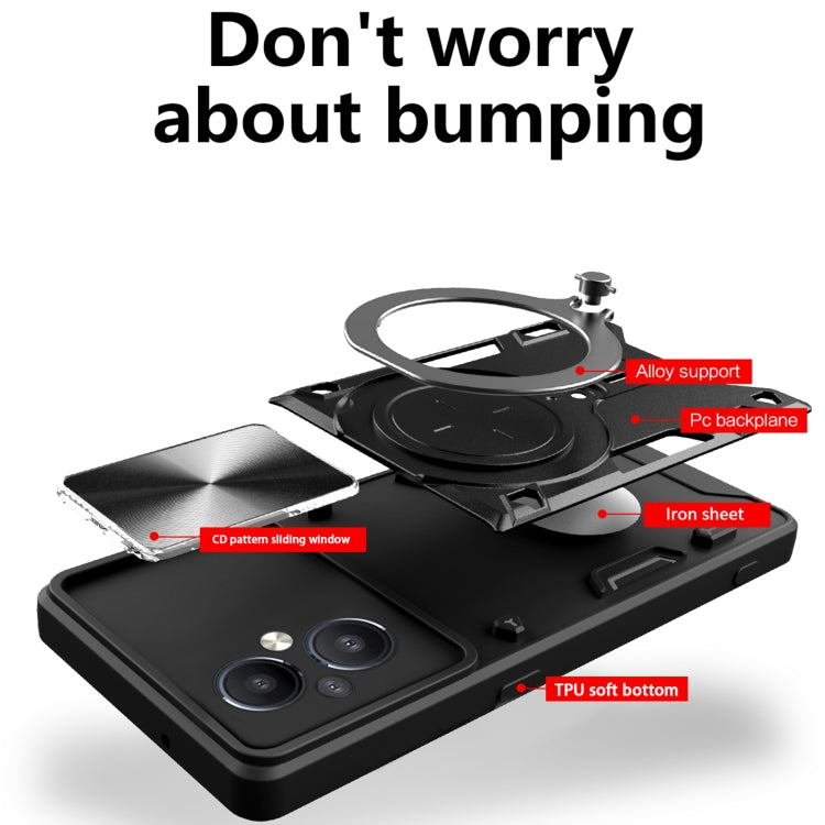 CD Texture Sliding Camshield Magnetic Holder Phone Case, For OnePlus Nord N20 5G