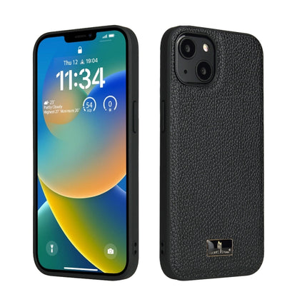 Fierre Shann Leather Texture Phone Back Cover Case, For iPhone 15 Pro Max, For iPhone 15 Pro, For iPhone 15 Plus, For iPhone 15