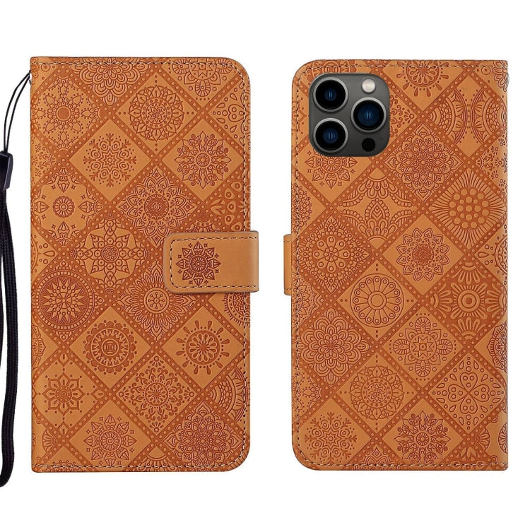 Ethnic Style Embossed Pattern Leather Phone Case, For iPhone 16 Plus, For iPhone 16, For iPhone 15 Pro Max