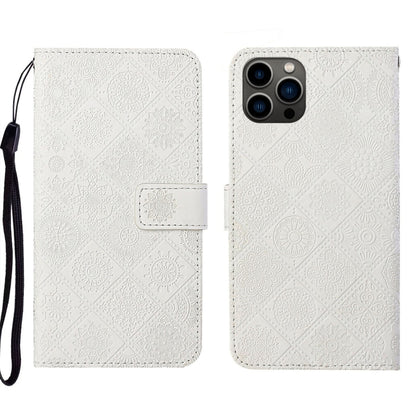 Ethnic Style Embossed Pattern Leather Phone Case, For iPhone 15 Pro, For iPhone 15 Plus, For iPhone 15