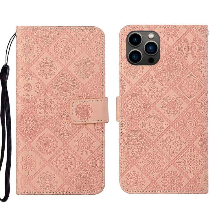 Ethnic Style Embossed Pattern Leather Phone Case, For iPhone 16e, For iPhone 16 Pro Max, For iPhone 16 Pro