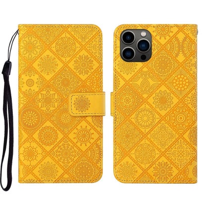 Ethnic Style Embossed Pattern Leather Phone Case, For iPhone 16e, For iPhone 16 Pro Max, For iPhone 16 Pro