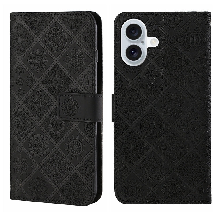 Ethnic Style Embossed Pattern Leather Phone Case, For iPhone 16 Plus, For iPhone 16, For iPhone 15 Pro Max