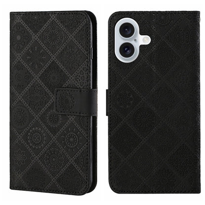 Ethnic Style Embossed Pattern Leather Phone Case, For iPhone 16 Plus, For iPhone 16, For iPhone 15 Pro Max