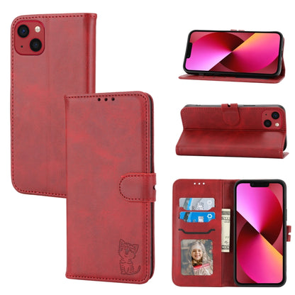 Embossed Happy Cat Pattern Flip Leather Phone Case