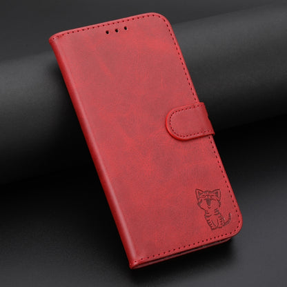Embossed Happy Cat Pattern Flip Leather Phone Case, For iPhone 17e / 16e, For iPhone 17 Pro Max, For iPhone 17 Pro, For iPhone 17