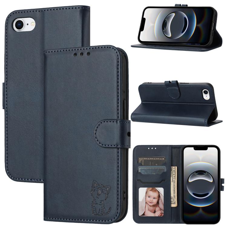 Embossed Happy Cat Pattern Flip Leather Phone Case, For iPhone 18 Pro / 17 Pro, For iPhone 18 Pro Max / 17 Pro Max, For iPhone 17e / 16e, For iPhone 17