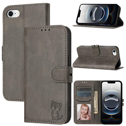 Embossed Happy Cat Pattern Flip Leather Phone Case, For iPhone 18 Pro / 17 Pro, For iPhone 18 Pro Max / 17 Pro Max, For iPhone 17e / 16e, For iPhone 17