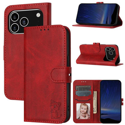 Embossed Happy Cat Pattern Flip Leather Phone Case, For iPhone 18 Pro / 17 Pro, For iPhone 18 Pro Max / 17 Pro Max, For iPhone 17e / 16e, For iPhone 17
