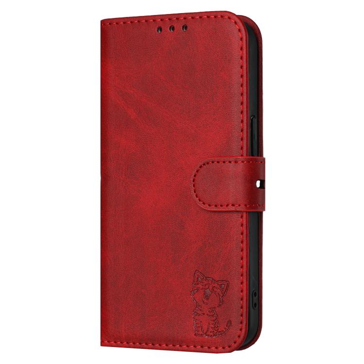 Embossed Happy Cat Pattern Flip Leather Phone Case, For iPhone 18 Pro / 17 Pro, For iPhone 18 Pro Max / 17 Pro Max, For iPhone 17e / 16e, For iPhone 17
