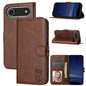 Embossed Happy Cat Pattern Flip Leather Phone Case, For iPhone Air, For iPhone 16 Pro Max, For iPhone 16 Pro, For iPhone 16